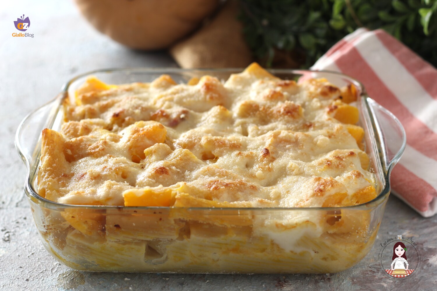 Baked Pasta with Pumpkin and Bacon