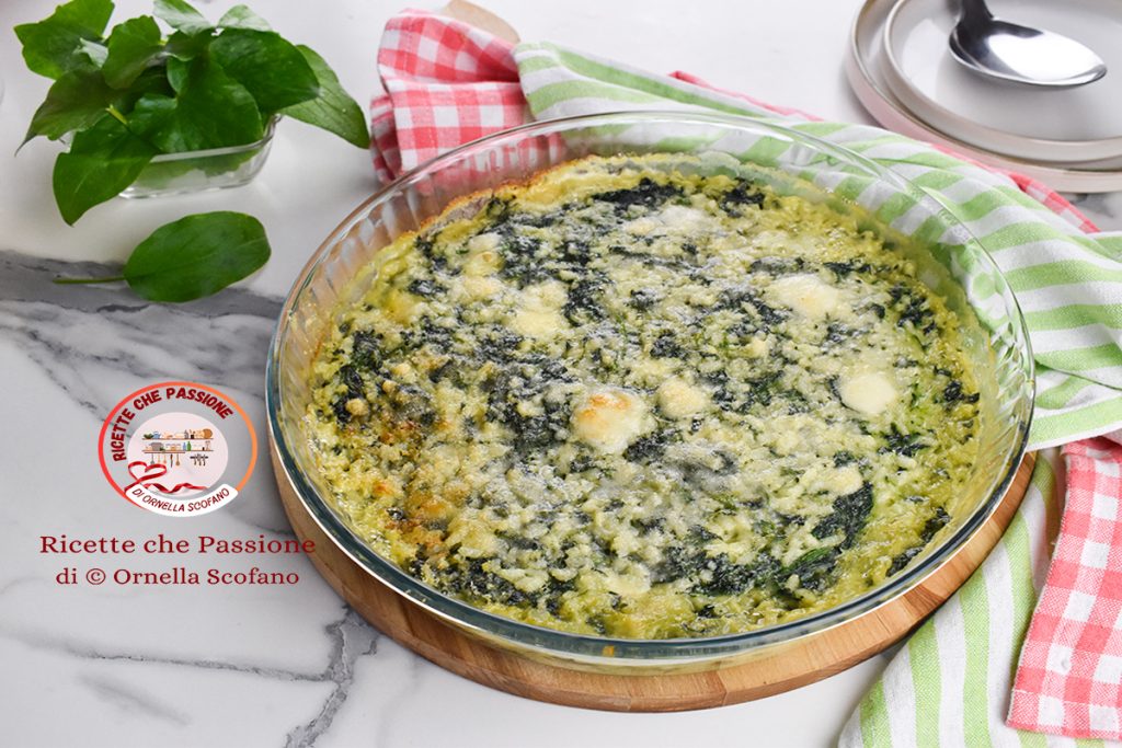 baked rice recipe with spinach and gorgonzola