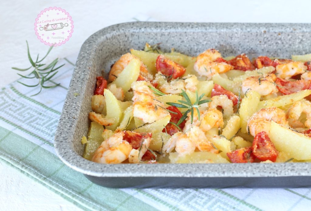 baked shrimp and potatoes