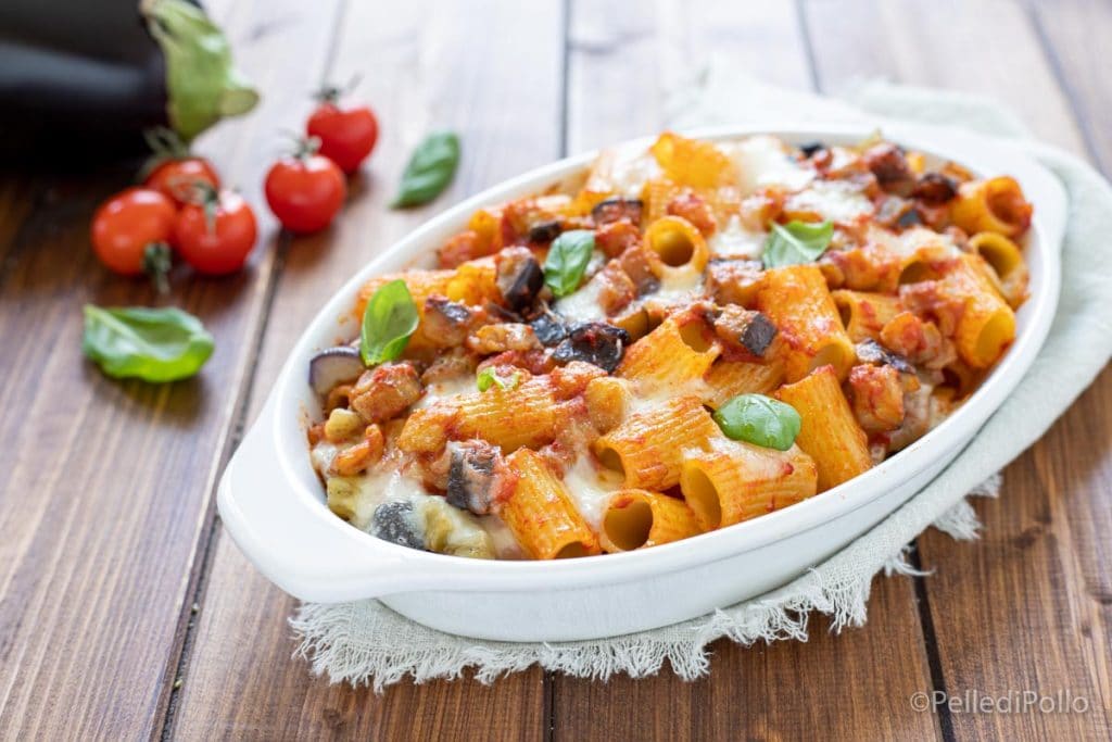 baked pasta with eggplant and mozzarella