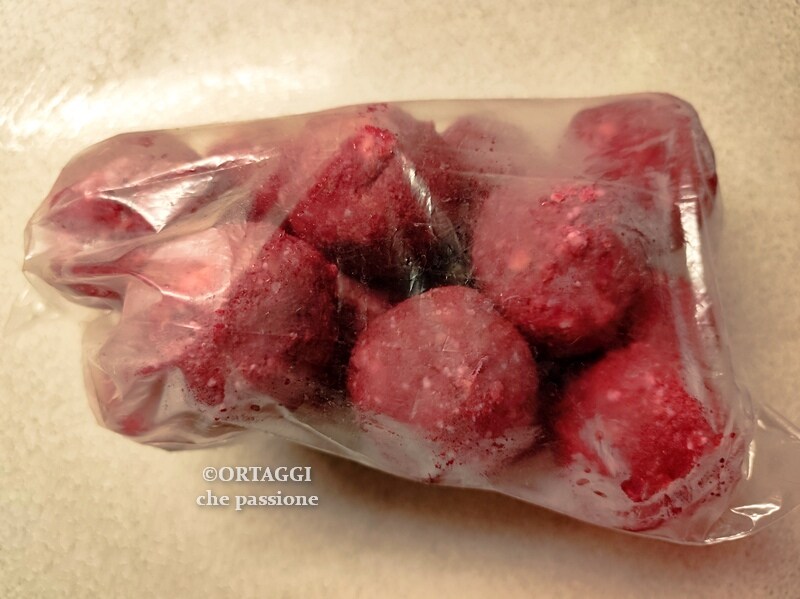 beetroot dumplings in freezer in freezer bags