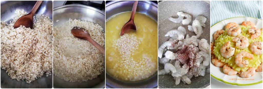 bergamot and shrimp risotto - recipe step photo