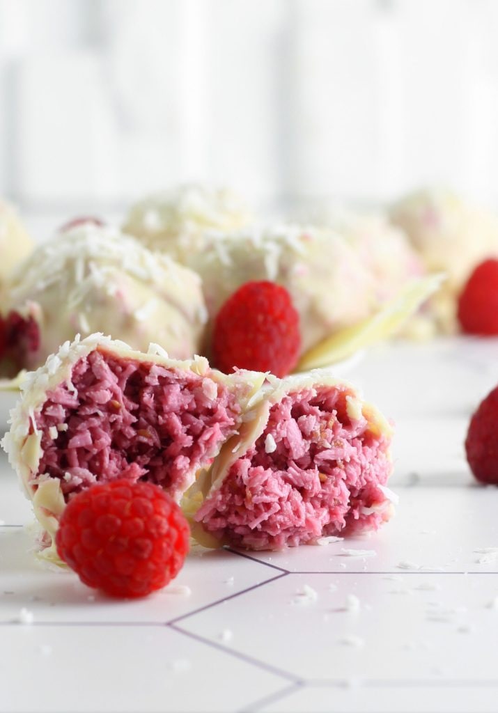 Raspberry, Coconut, and Chocolate Bon Bons