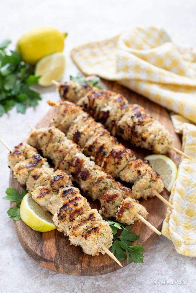breaded chicken skewers