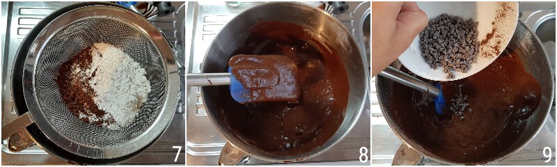 c. adding the dry ingredients as per the original American brownie recipe