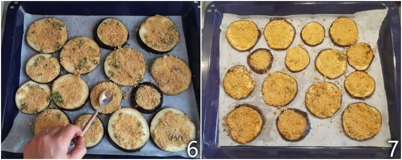 c. bake the gratinated eggplants until golden brown