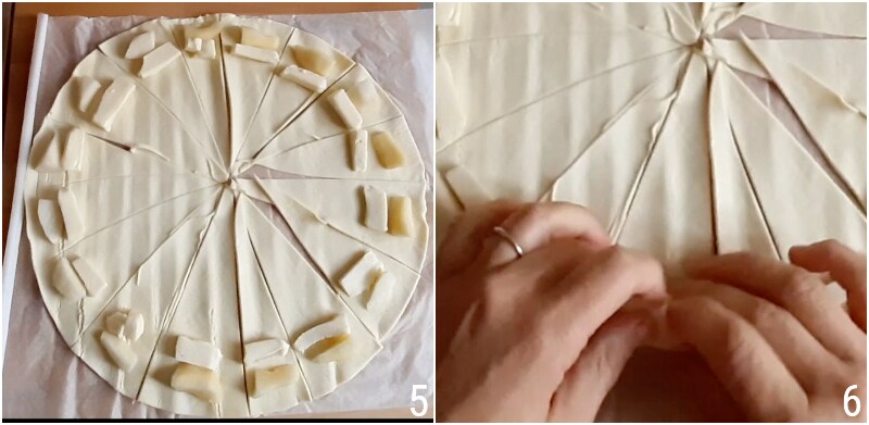 c. fill the mini savory croissants with pears and cheese