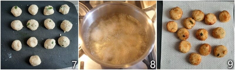 c. fry the cheese and egg balls