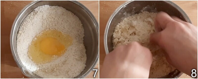 c. work the dough with fingertips for the cookie crumble