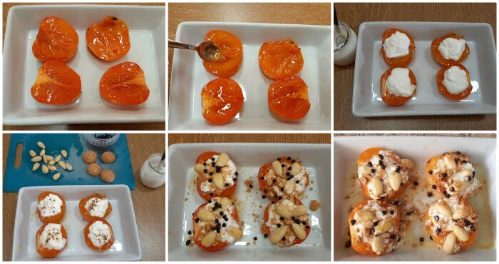 persimmons stuffed with yogurt and chocolate chips