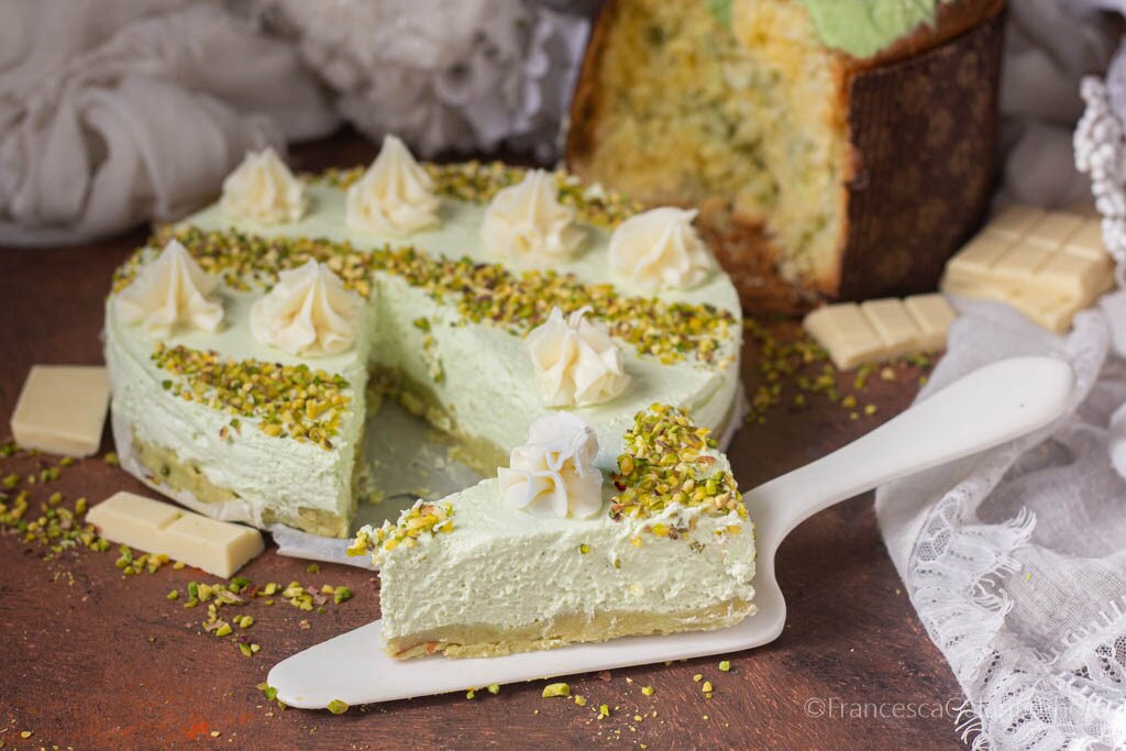 Cheesecake with Leftover Pistachio Panettone