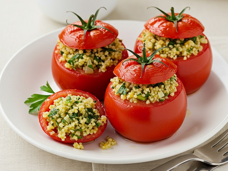 Cherry tomatoes stuffed with bulgur