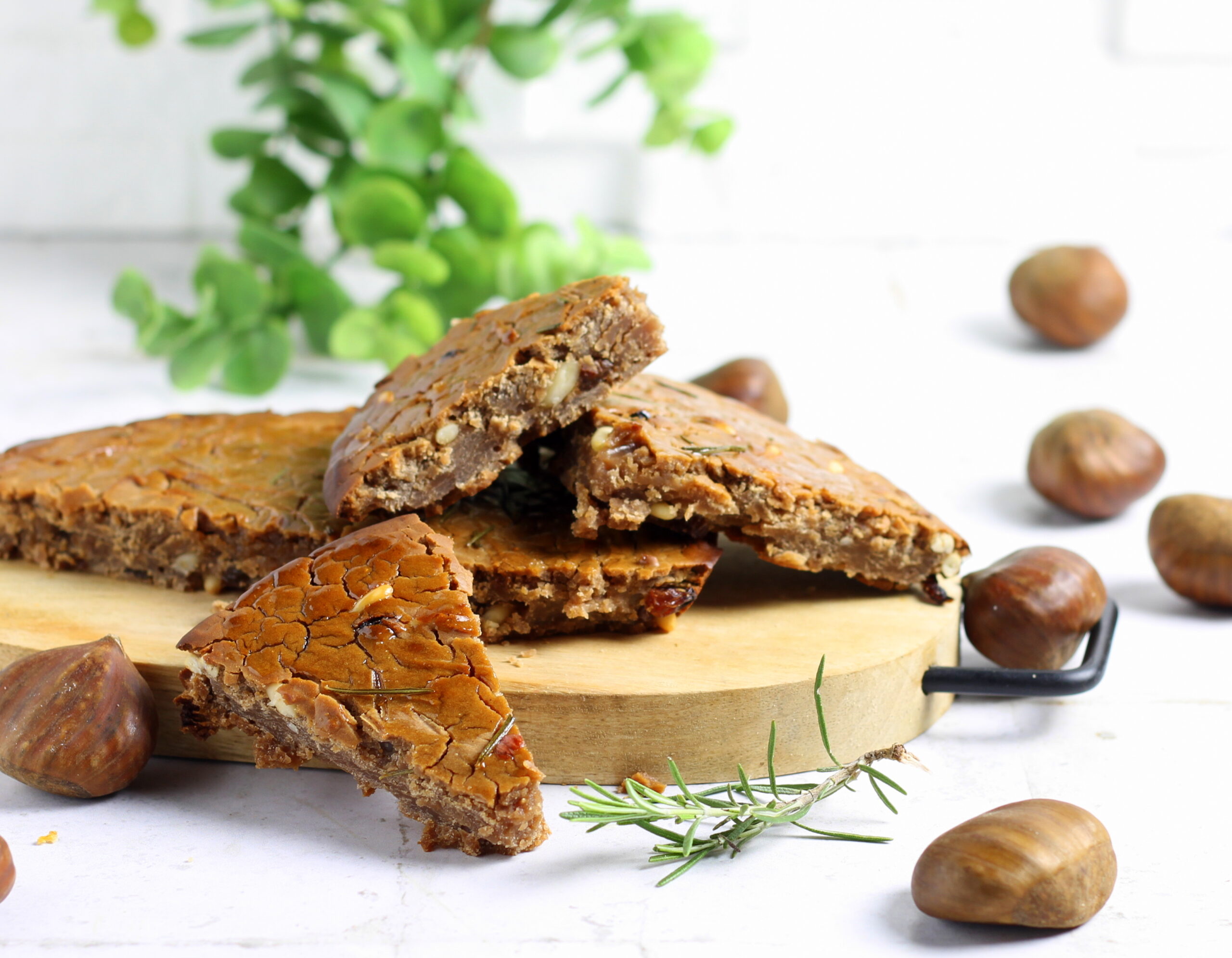 Chestnut Cake with Raisins, Pine Nuts, and Rosemary