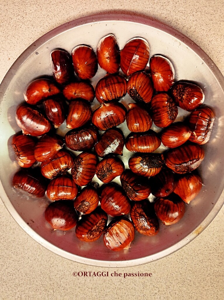 chestnuts after scoring and soaking