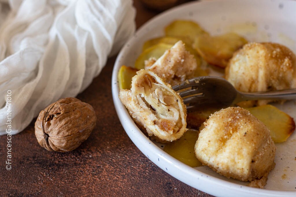 Chicken Bombettes with Walnuts, Honey, and Smoked Cheese