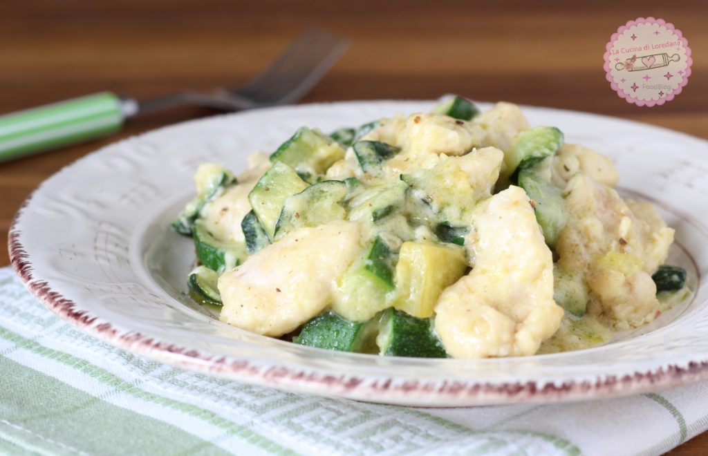 chicken with zucchini in pan