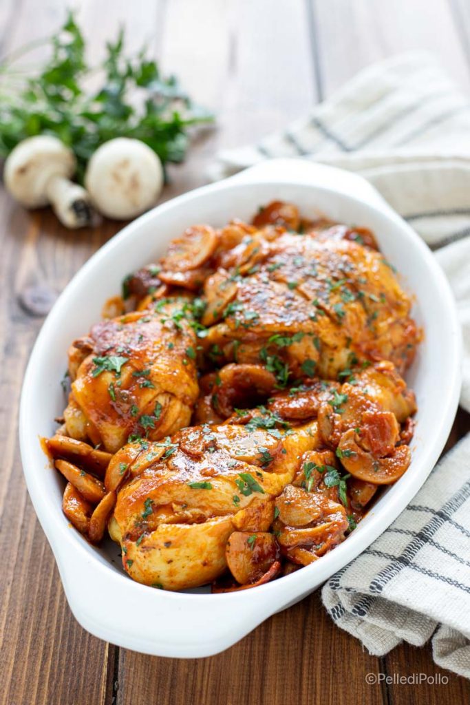 chicken with mushrooms in casserole