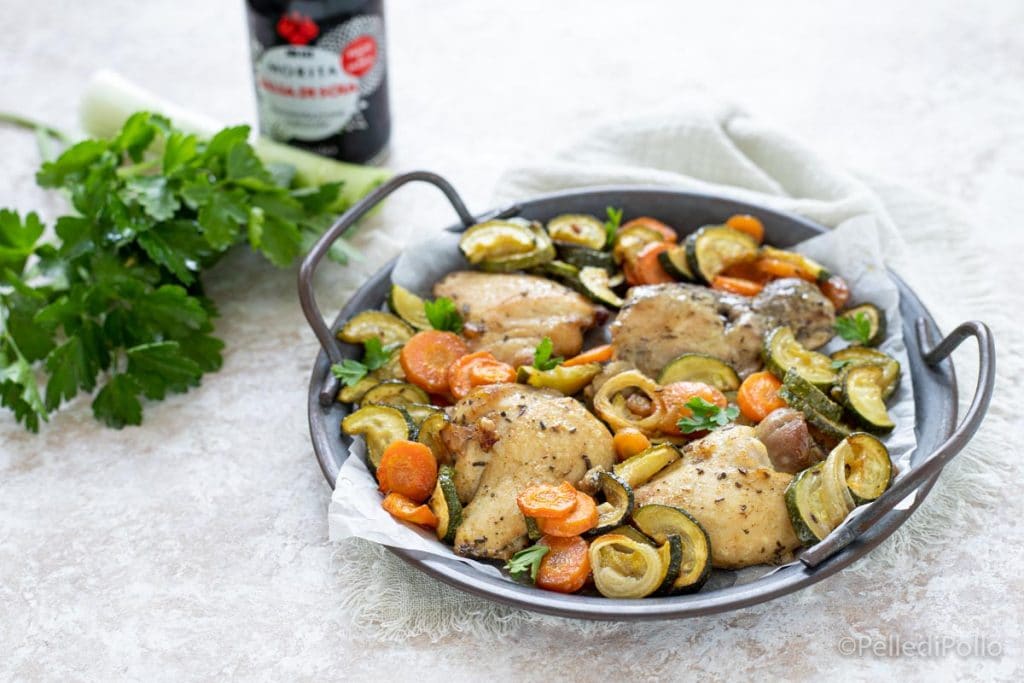 baked chicken with vegetables and soy sauce