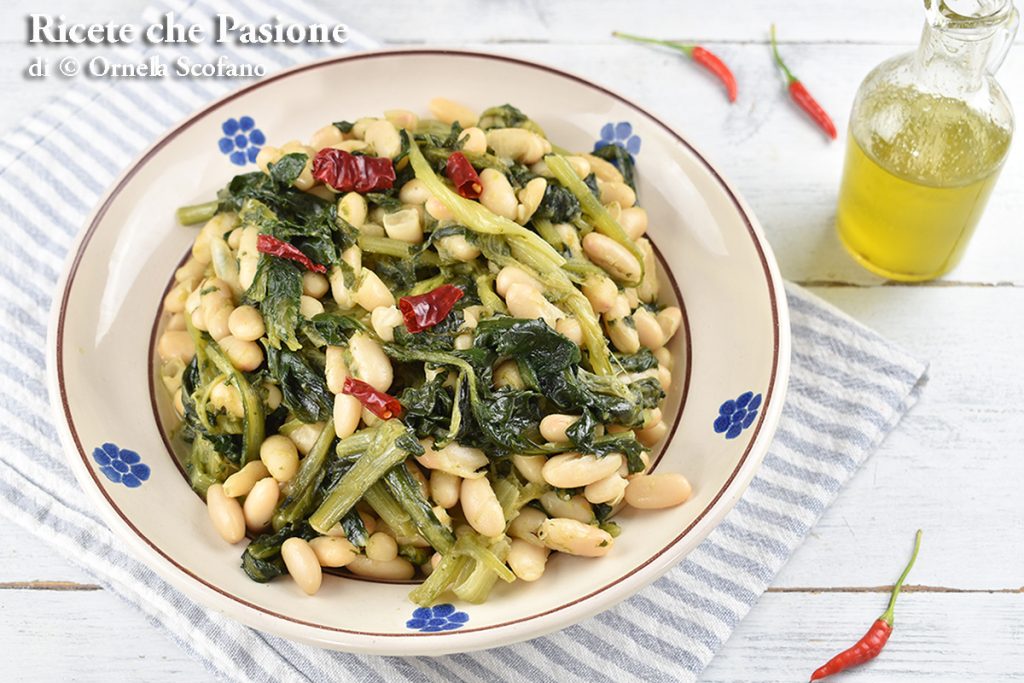 recipe chicory with beans in a pan