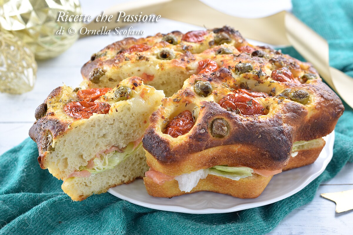 Christmas Star Focaccia with Smoked Salmon
