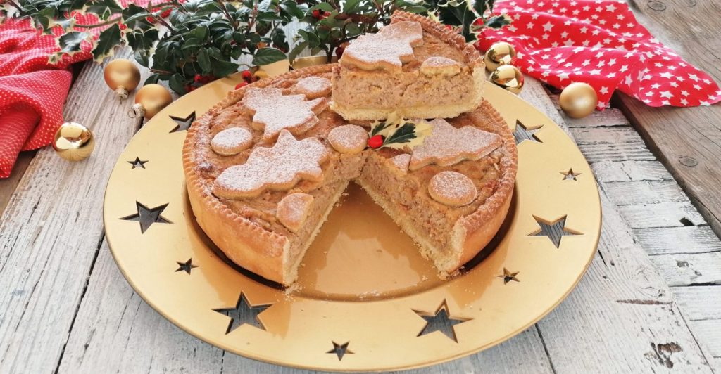 christmas tart with ricotta and nougat