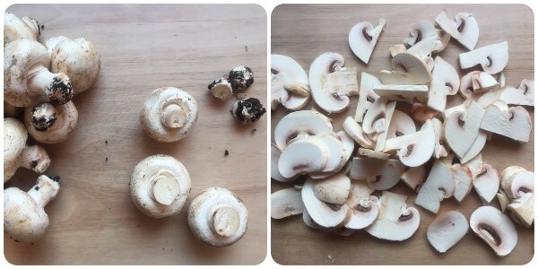 cleaned and sliced champignon mushrooms