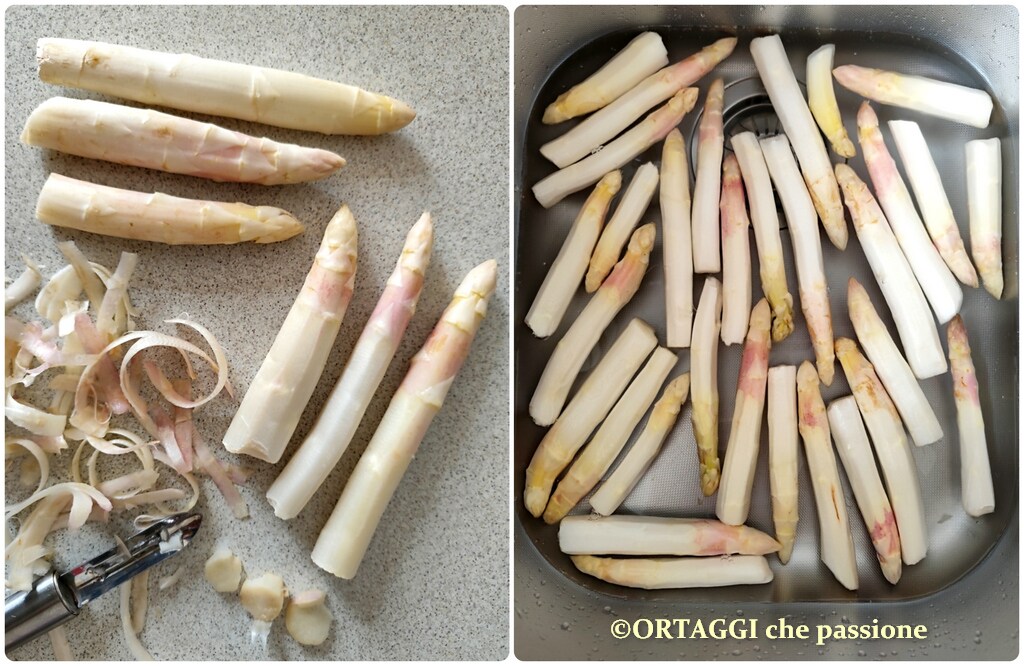 cleaning and soaking white asparagus tips