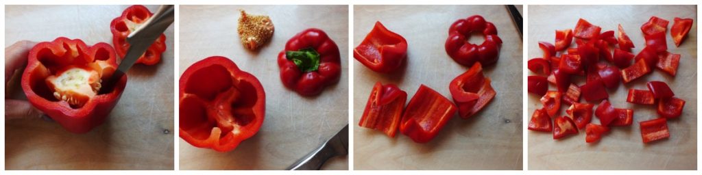 cleaning the bell peppers