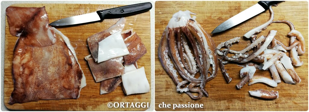 cleaning the squid