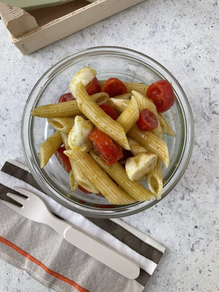 cold pasta with pesto
