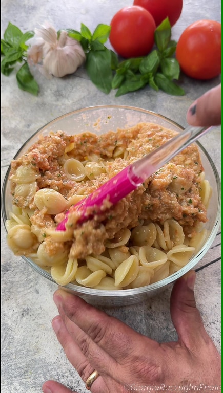 cold pasta with Trapanese pesto