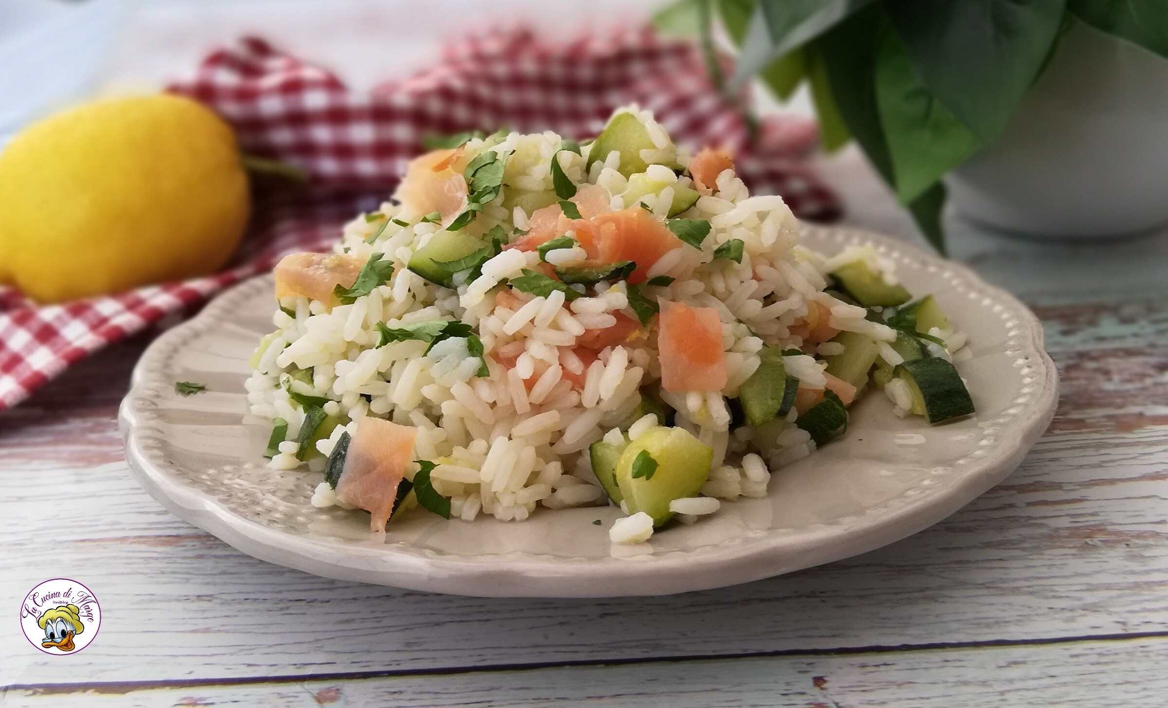 Cold Rice with Zucchini and Salmon