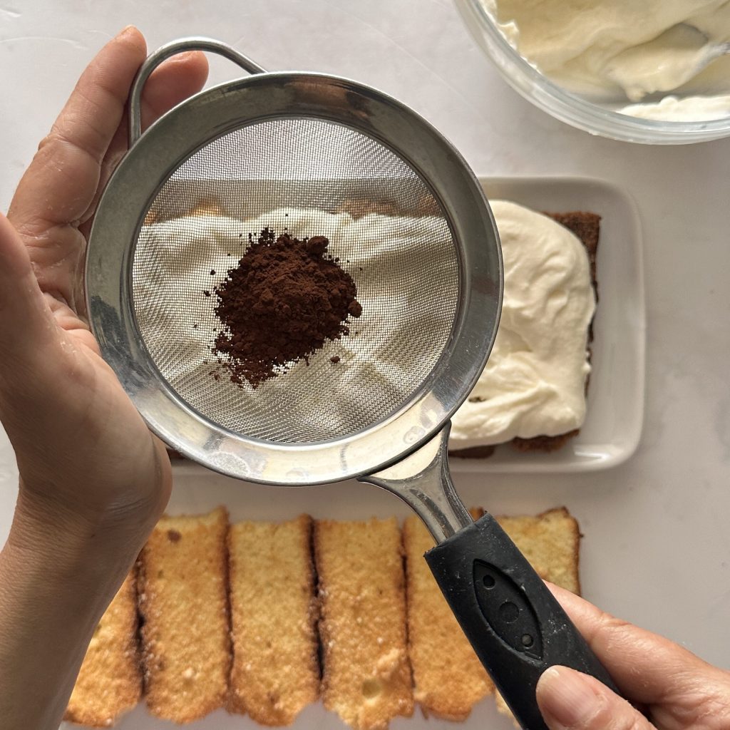 cookies, mascarpone cream, and cocoa without sugars