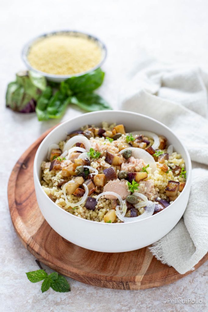 couscous with eggplant and tuna