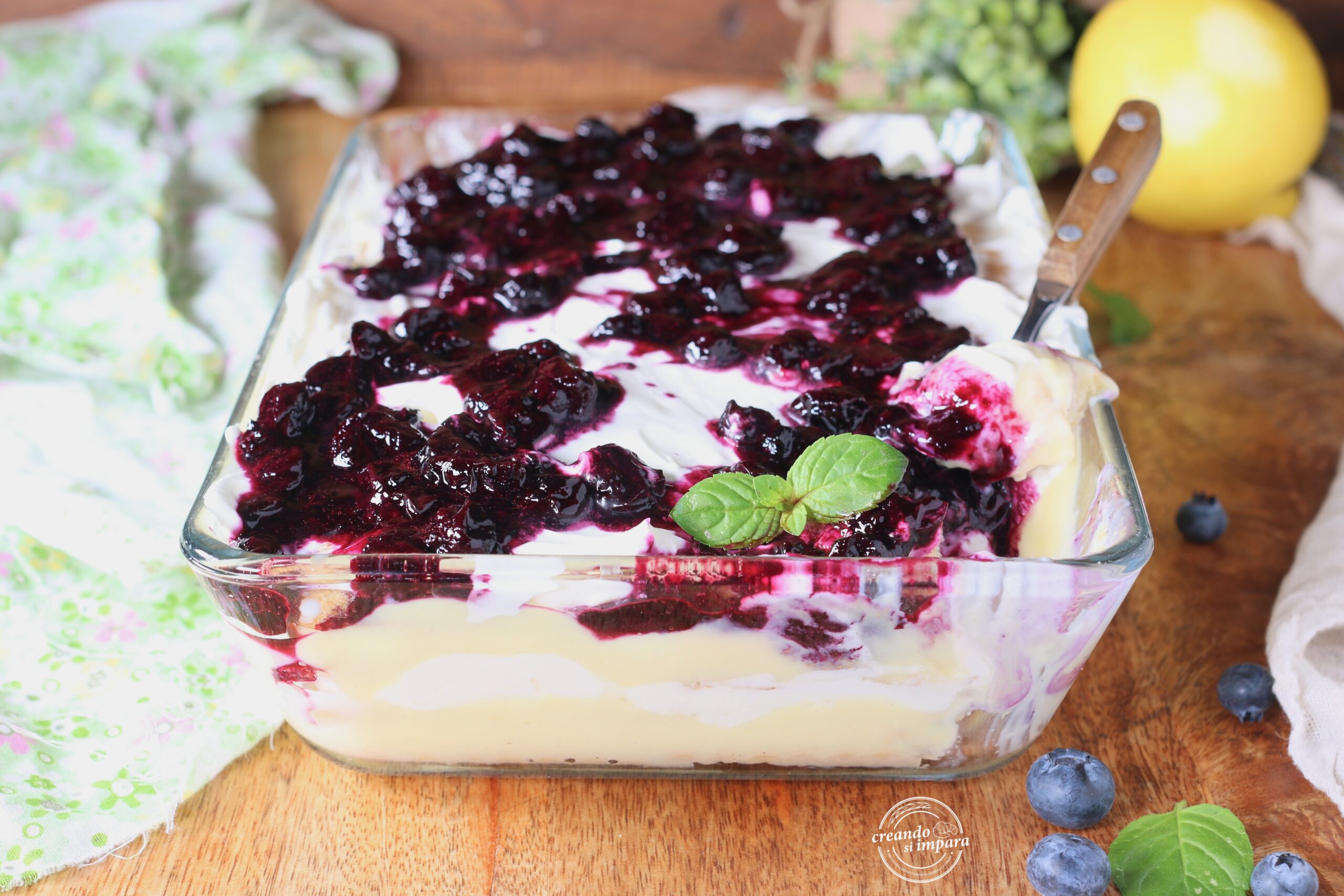 Creamy Dessert with Blueberries