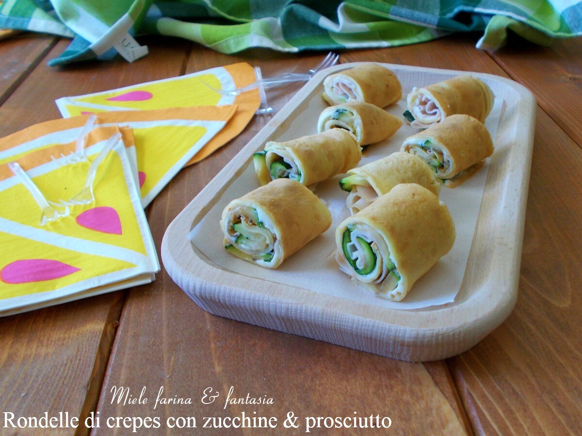 Crepe Rolls with Grilled Zucchini, Ham, and Robiola