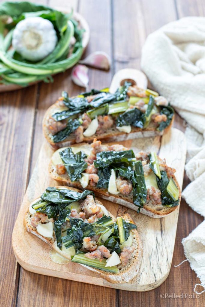bruschettas with chicory and sausage