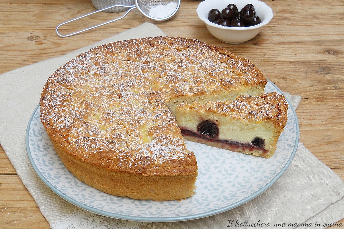 Crumble Tart with Ricotta and Sour Cherries