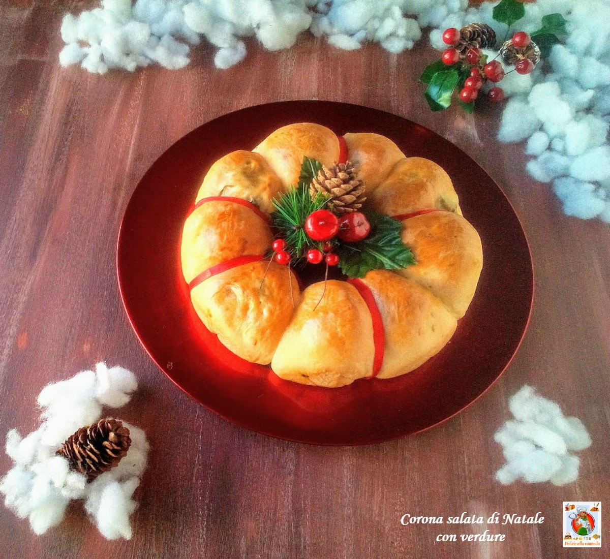 Christmas Savory Wreath with Vegetables: An Original Centerpiece for Your Holiday Menu.