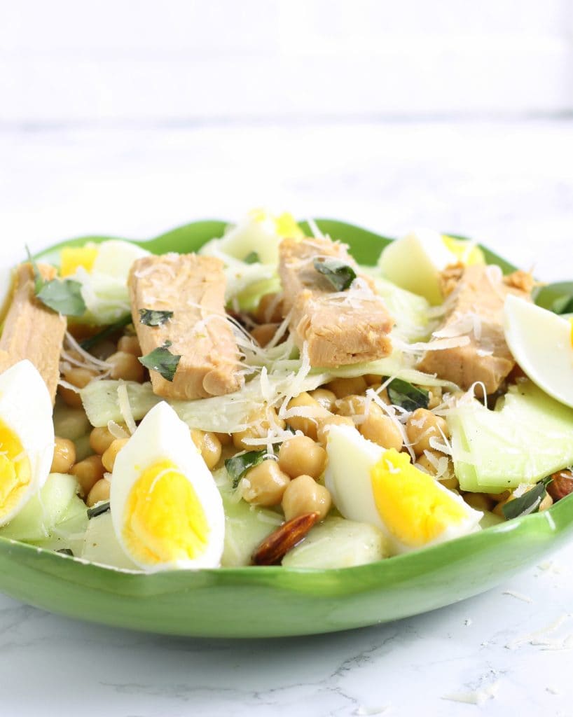 Cucumber, Chickpea, Tuna, and Egg Salad