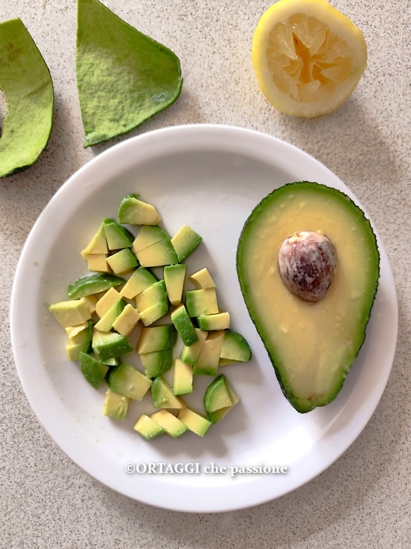 cut avocado into regular cubes