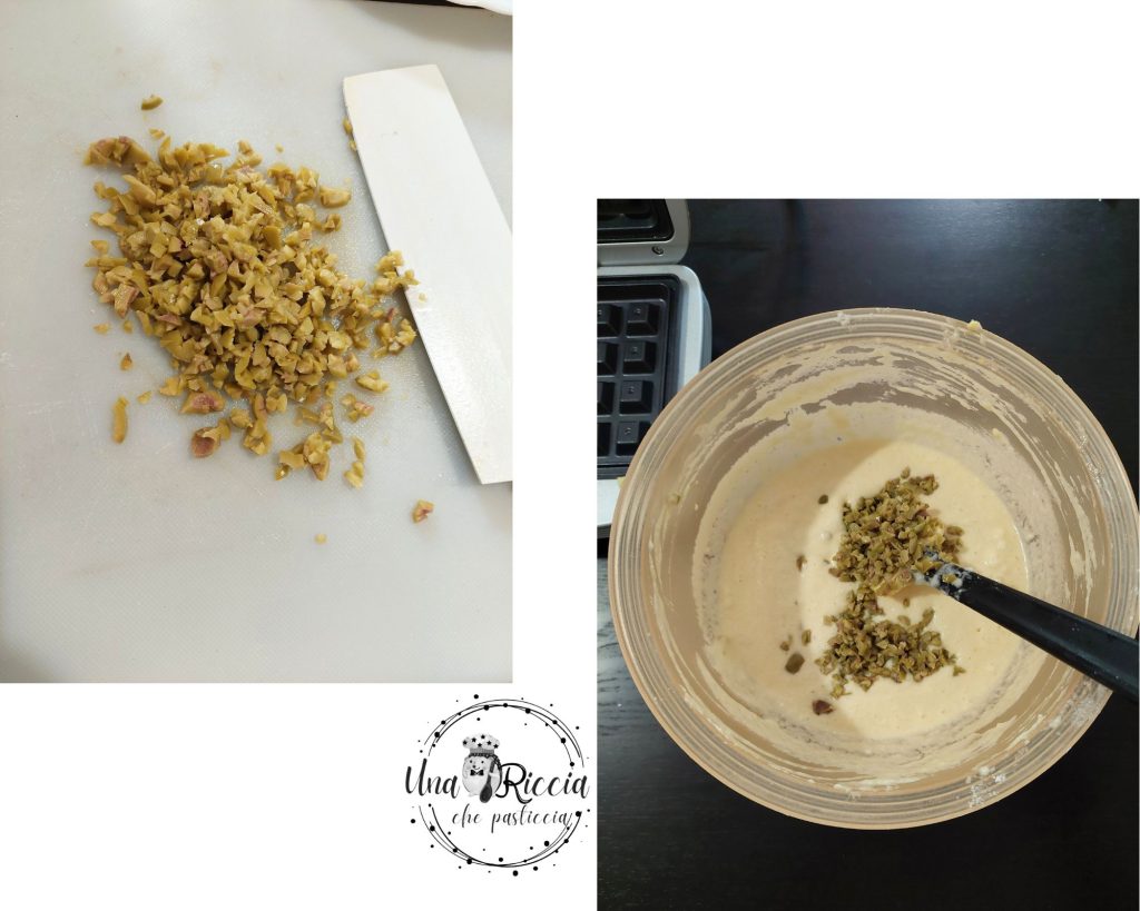 cutting-olives-olive-waffle-batter