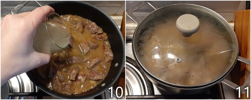 d. moisten the stew with the broth