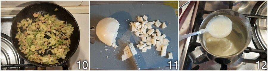 d. prepare the béchamel and cut the scamorza