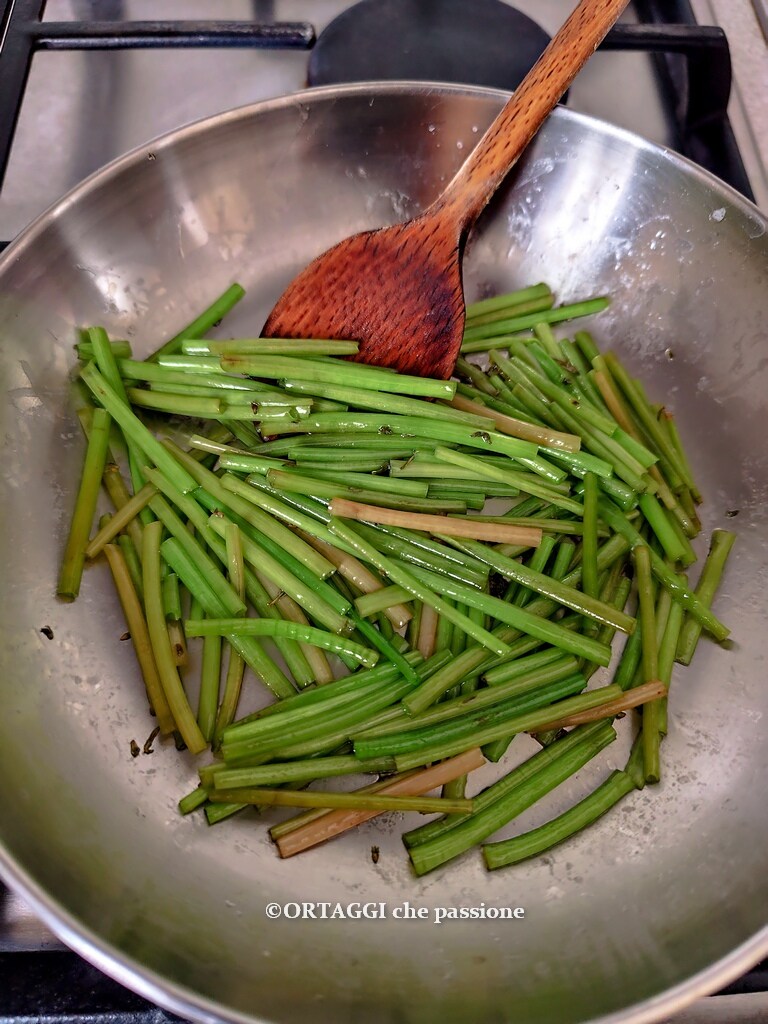 dandelion stems in a spring side dish