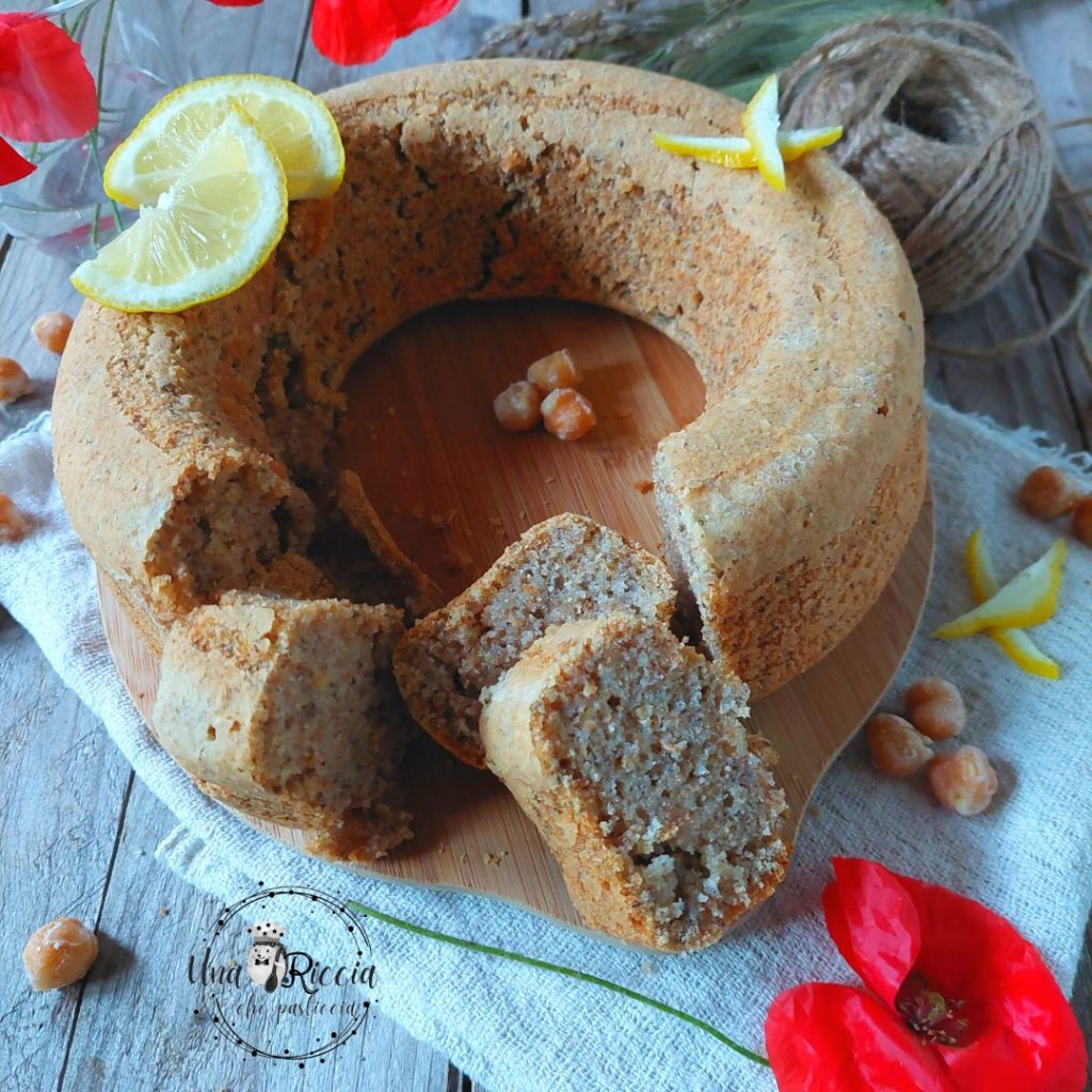 detail of whole wheat lemon chia and aquafaba ring cake