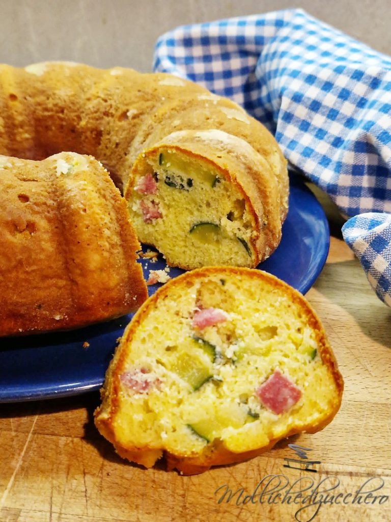 savory bundt cake with zucchini and sausage
