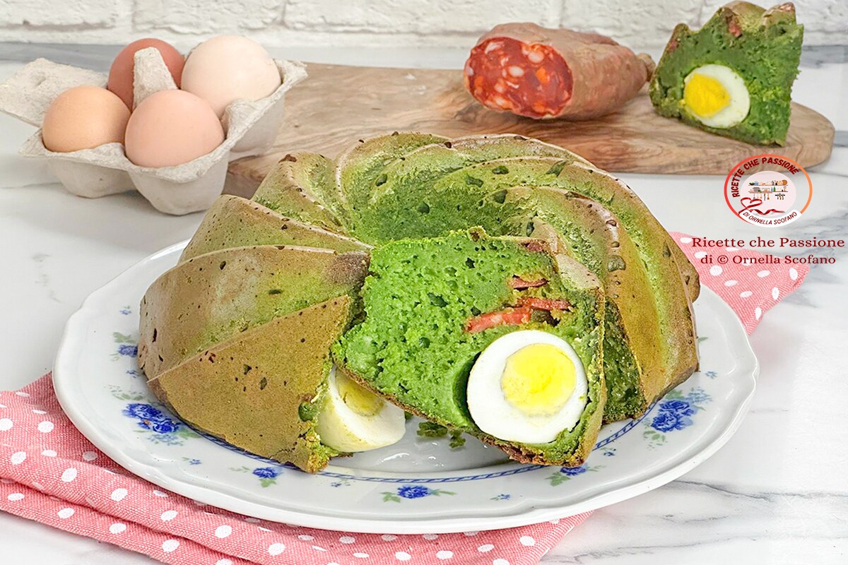 Easter Savory Ring with Ricotta, Spinach, Salami, and Eggs