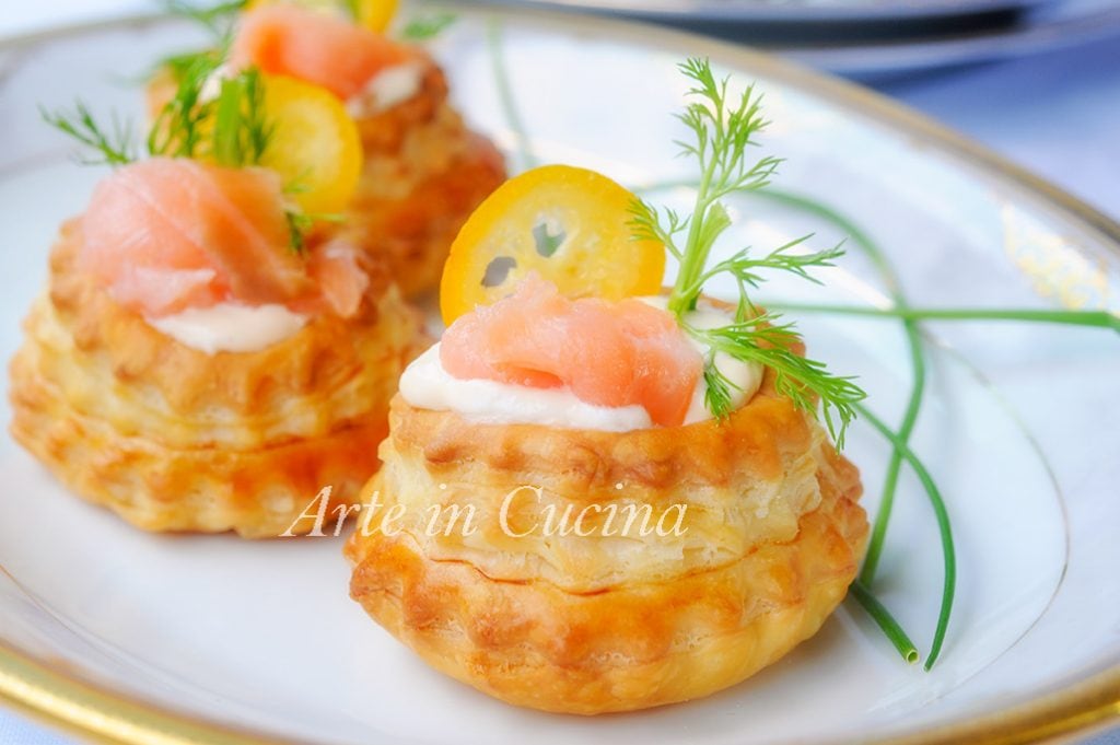 Easy salmon and robiola vol au vent
