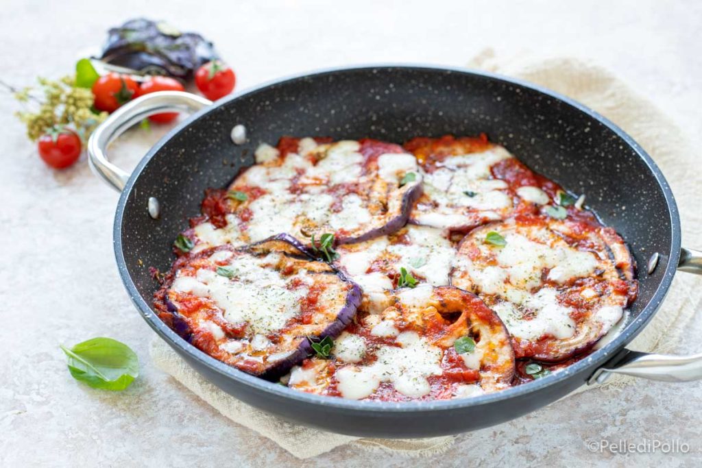 eggplants pizzaiola in a pan